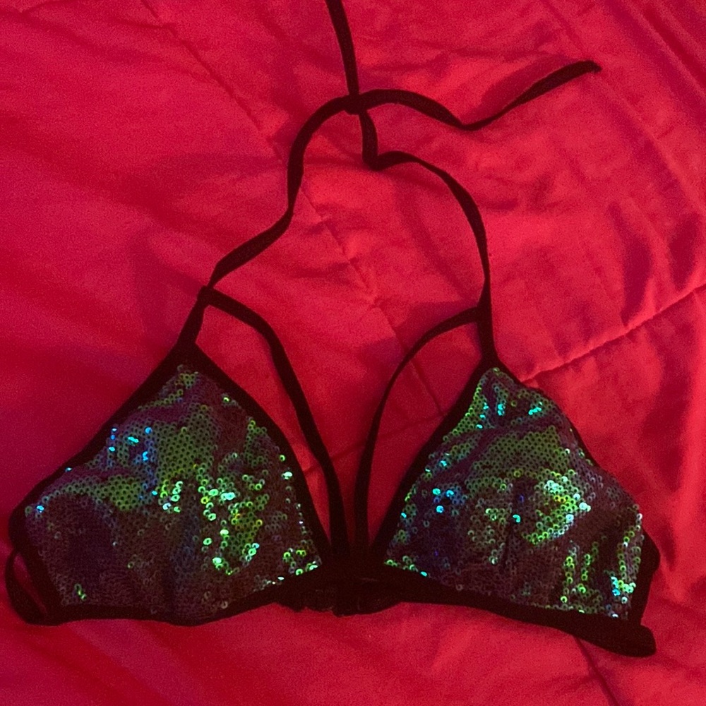 Forever 21 Blue Green Black Sequin Bralette